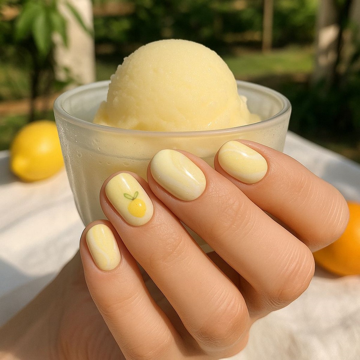 Лимонный маникюр: пастельные и молочные оттенки на коротких ногтях