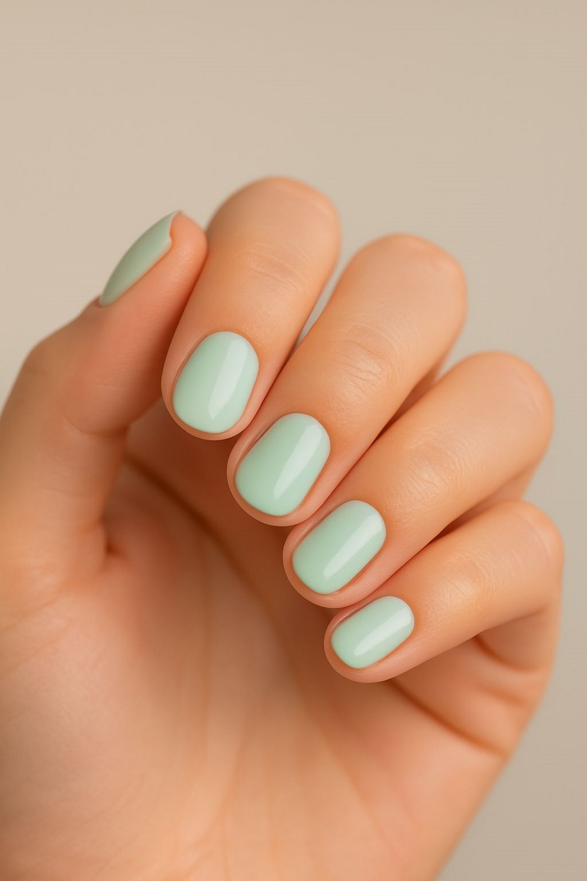 Мятный маникюр: светлые оттенки на короткой длине